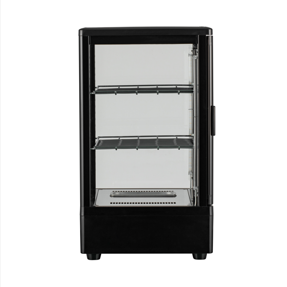 KRD Countertop Heated Display Cabinet Warmer 58 litres 2 shelves Black 1 Hinged door XCR58L