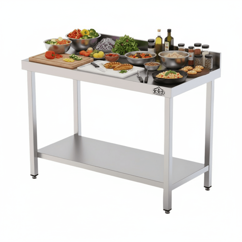 KRD Stainless Steel Work Table Bottom Shelf 1200 W x850 H x600 D mm splashback