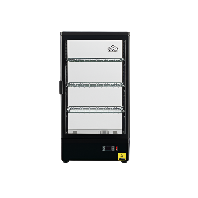 KRD Countertop Heated Display Cabinet Warmer 78 litres 3 shelves Black 1 Hinged door XCR78L