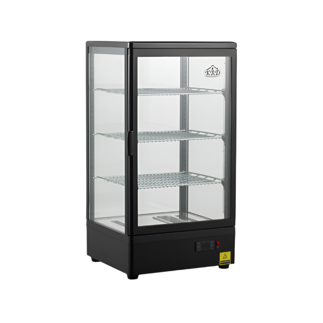 KRD Countertop Heated Display Cabinet Warmer 78 litres 3 shelves Black 1 Hinged door XCR78L