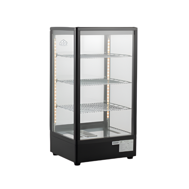 KRD Countertop Heated Display Cabinet Warmer 78 litres 3 shelves Black 1 Hinged door XCR78L