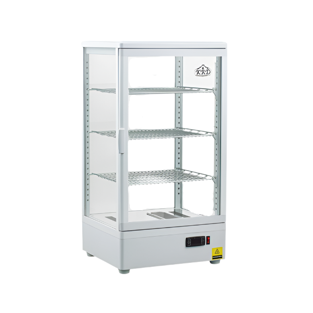 KRD Countertop Heated Display Cabinet Warmer 78 litres 3 shelves White 1 Hinged door XCR78L
