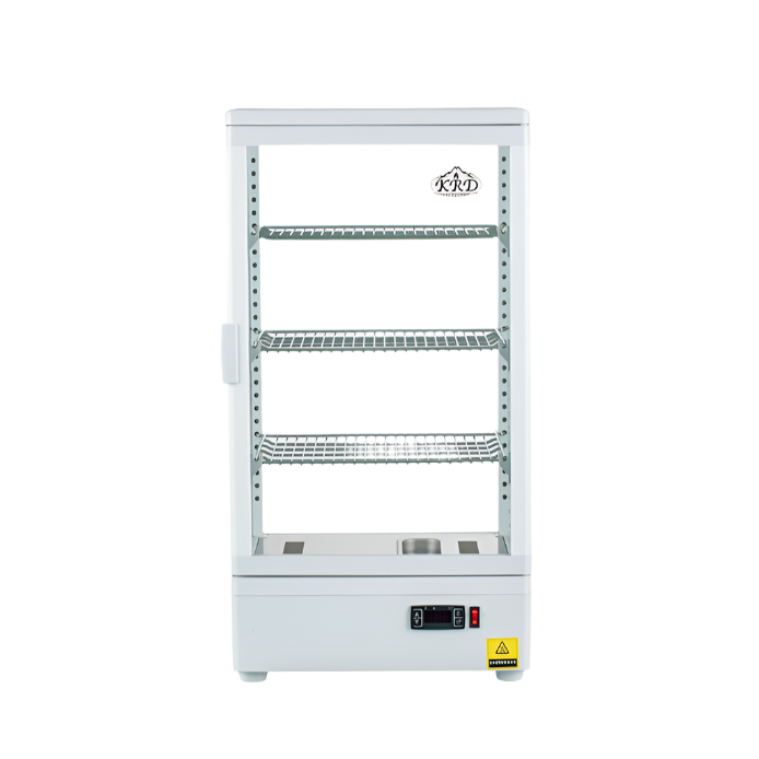 KRD Countertop Heated Display Cabinet Warmer 78 litres 3 shelves White 1 Hinged door XCR78L