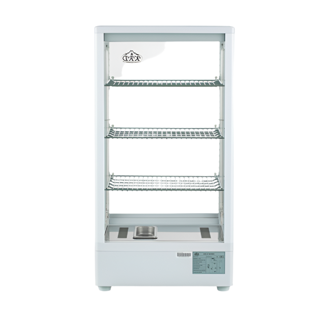 KRD Countertop Heated Display Cabinet Warmer 78 litres 3 shelves White 1 Hinged door XCR78L