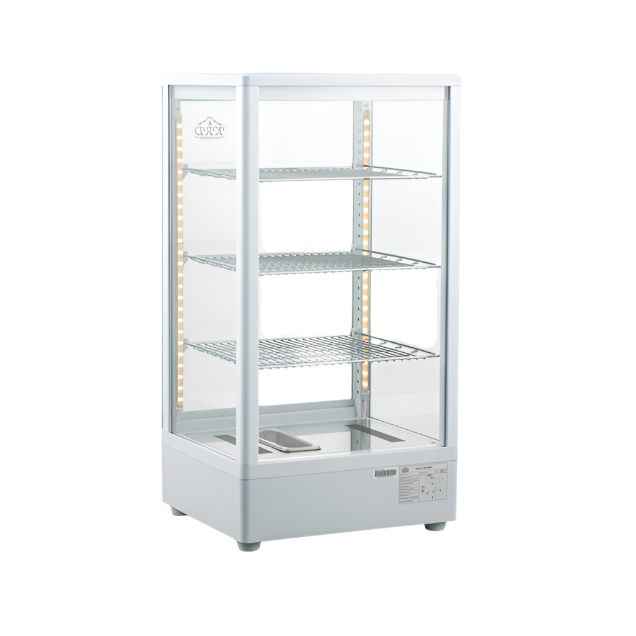 KRD Countertop Heated Display Cabinet Warmer 78 litres 3 shelves White 1 Hinged door XCR78L