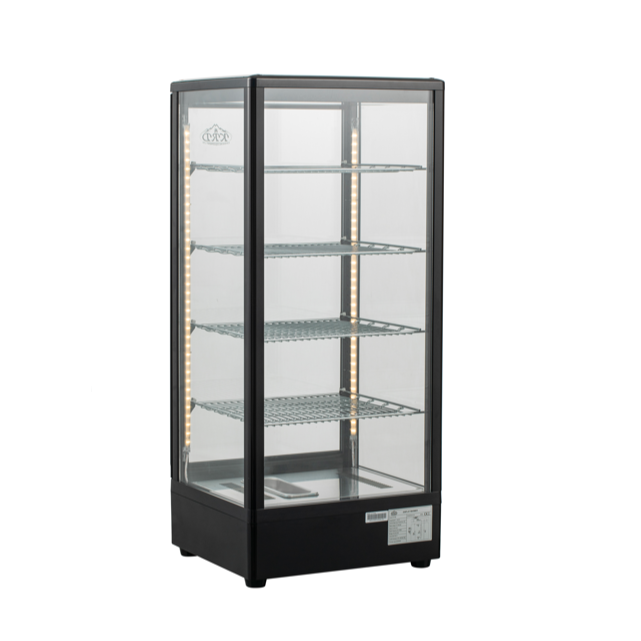 KRD Countertop Heated Display Cabinet Warmer 98 litres 4 shelves Black 1 Flat door XCR98L