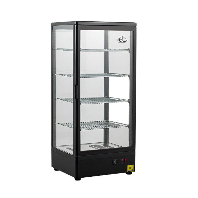 KRD Countertop Heated Display Cabinet Warmer 98 litres 4 shelves Black 1 Flat door XCR98L
