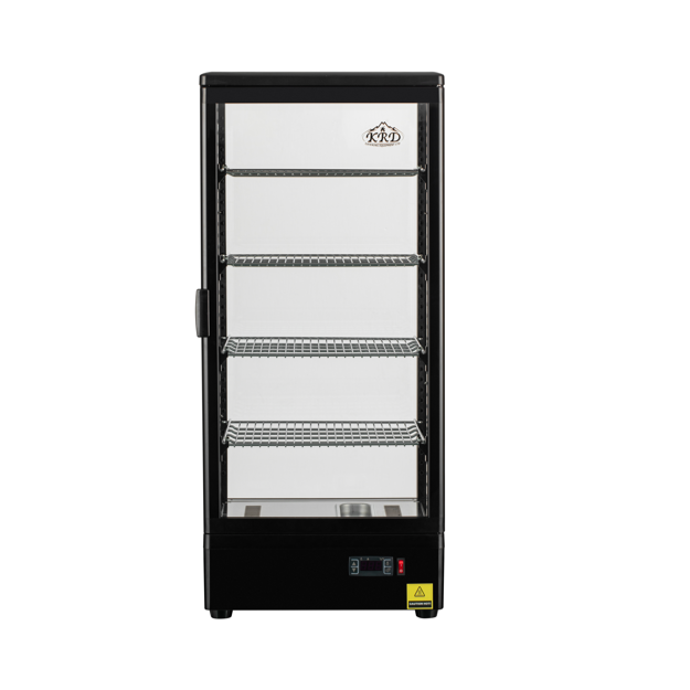 KRD Countertop Heated Display Cabinet Warmer 98 litres 4 shelves Black 1 Flat door XCR98L