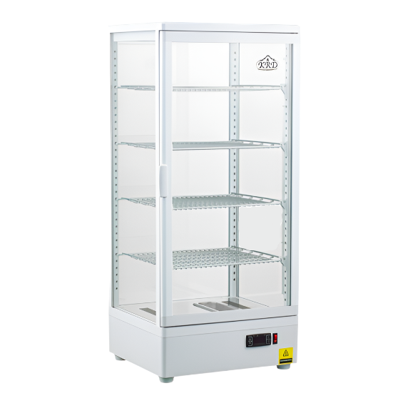 KRD Countertop Heated Display Cabinet Warmer 98 litres 4 shelves White 1 Flat door XCR98L