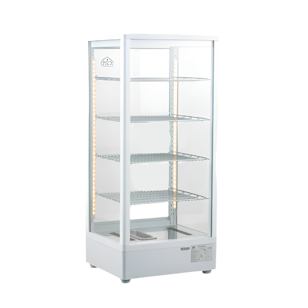 KRD Countertop Heated Display Cabinet Warmer 98 litres 4 shelves White 1 Flat door XCR98L
