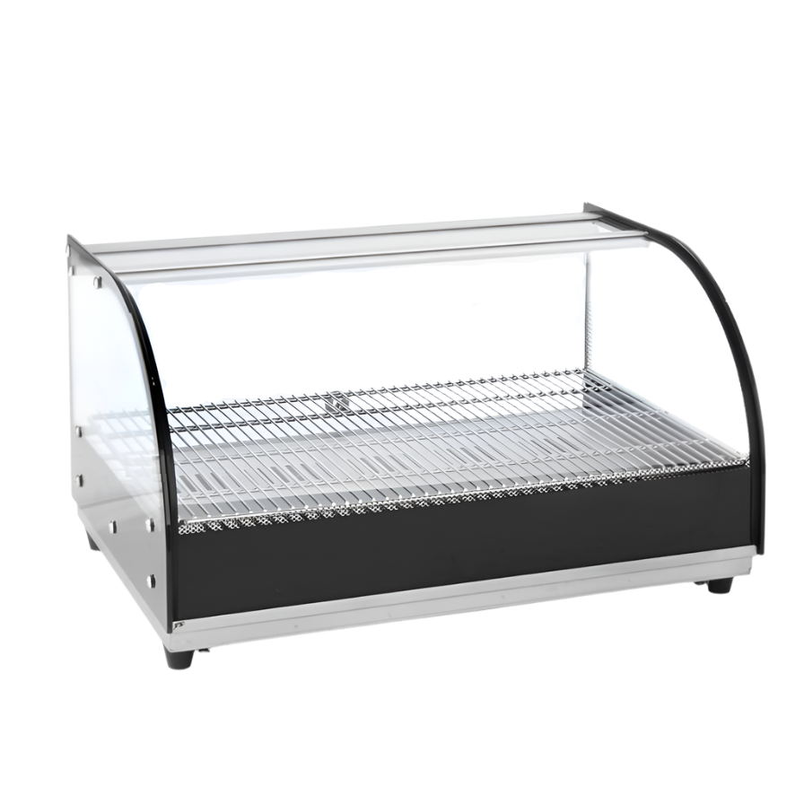 KRD Commercial Hot Display Case 1xGN1/1 Countertop FW300 with toughened glass sides and wire shelves