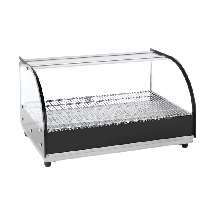 KRD Commercial Hot Display Case 1xGN1/1 Countertop FW300 with toughened glass sides and wire shelves