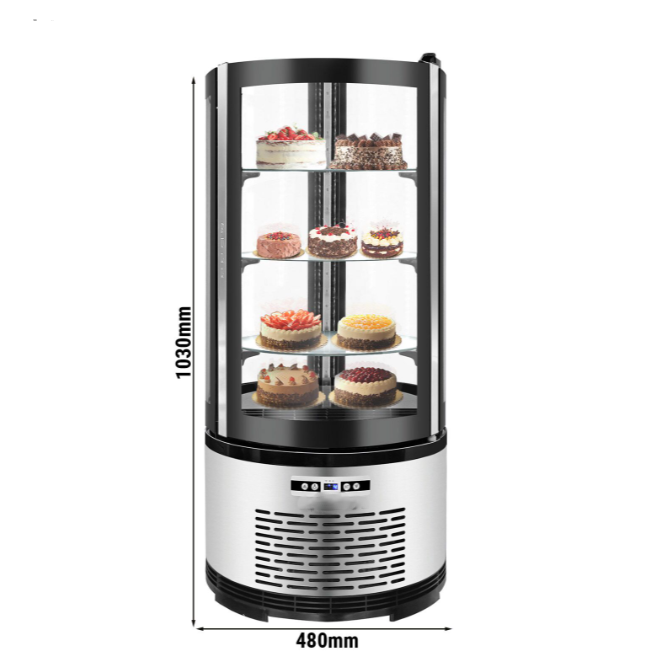 KRD Panoramic Round Display Fridge Case 100 Litres 3 Shelves 1030mm XC105R