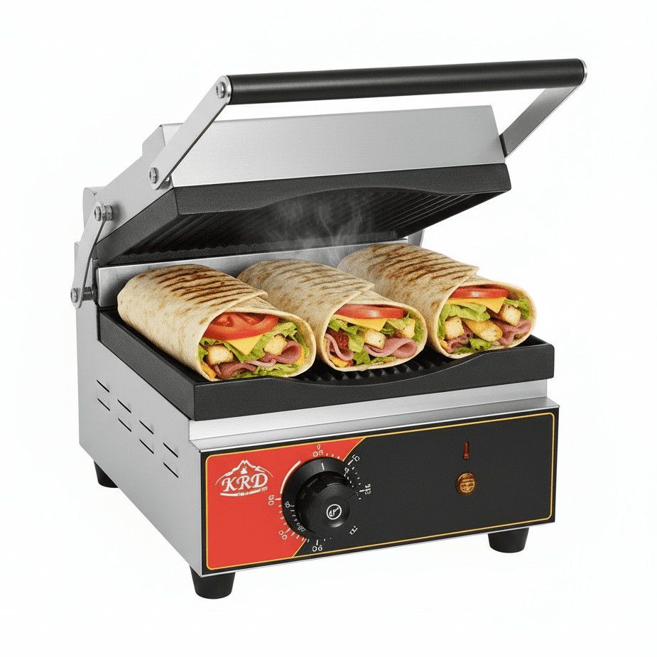 KRD Heavy Duty Panini Contact grill Ribbed Single 1.8W KEG-811NA