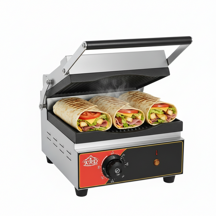 KRD Heavy Duty Panini Contact grill Ribbed Single 1.8W OP811NA