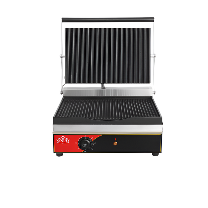 KRD Heavy Duty Panini Contact grill Large Ribbed 2.2kW OP812NA