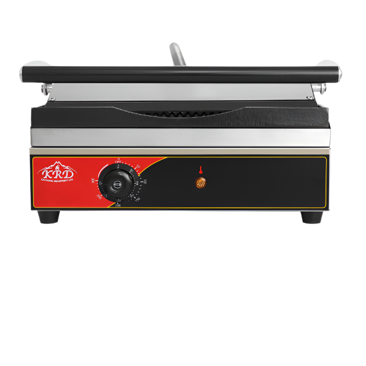 KRD Heavy Duty Panini Contact grill Large Ribbed 2.2kW OP812NA