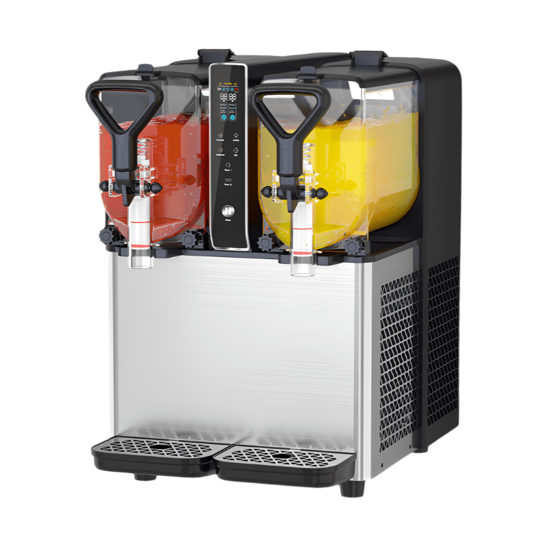 KRD Commercial Slush Machine 2 x 3 Litres Digital 490x370x545mm RL3X2, compact design for frozen beverages in cafes and kiosks.