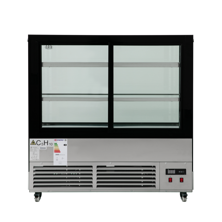 KRD Commercial Cake Display Fridge Merchandiser 430 litres 2 shelves Stainless 1200mm