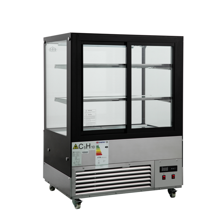 KRD Commercial Cake Display Fridge Merchandiser 330 litres 2 shelves Stainless 900mm