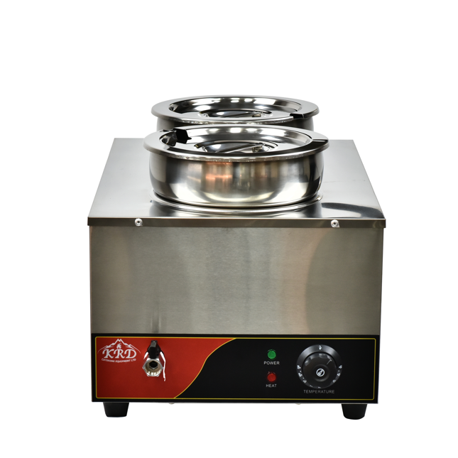 KRD Round Wet Bain Marie 2 Pots 2x 7 litres Countertop with Drain Tap