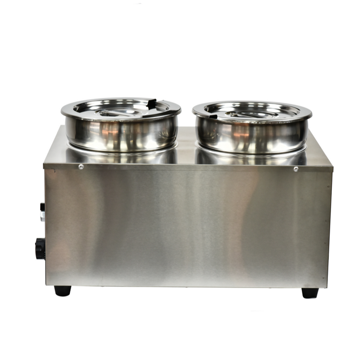 KRD Round Wet Bain Marie 2 Pots 2x 7 litres Countertop with Drain Tap
