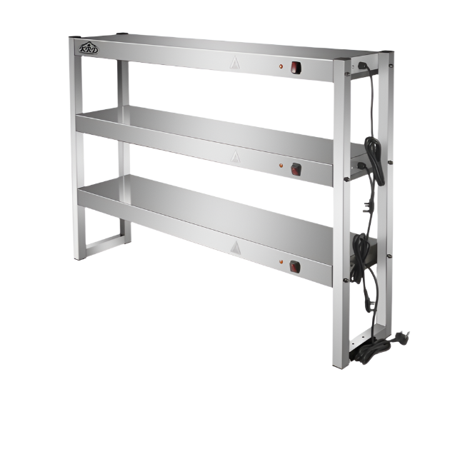 KRD Commercial Quartz Lamp Heating Gantry 3 tier 1500mm FWL153 stainless steel design with three heated shelves.