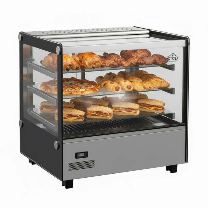 KRD Commercial 120 Litre Countertop Display Warmer 3 shelf stainless steel 68cm XCR120F