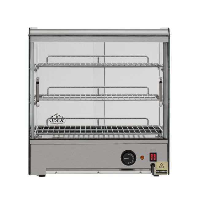 KRD Commercial 95 Litre Countertop Display Warmer 3 shelf stainless steel 50cm