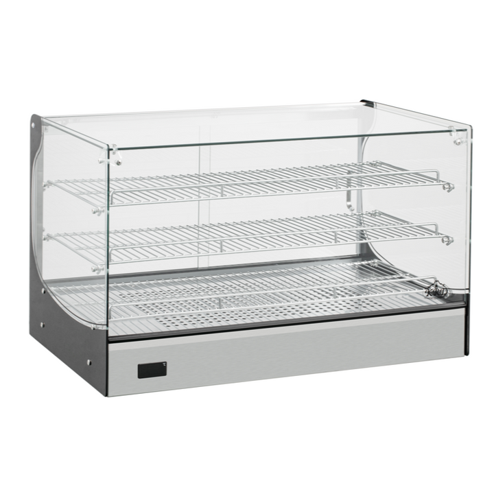 KRD Commercial 165 Litre Countertop Display Warmer 3 shelf stainless steel 88cm