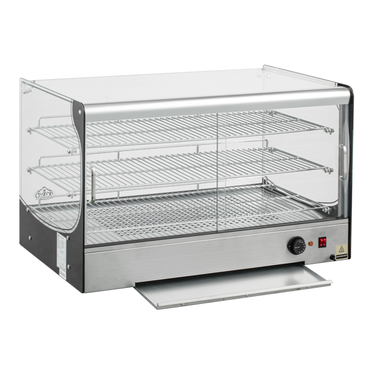KRD Commercial 165 Litre Countertop Display Warmer 3 shelf stainless steel 88cm