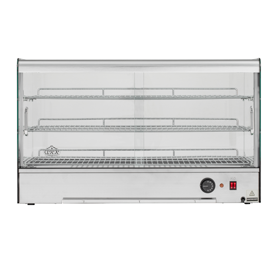 KRD Commercial 165 Litre Countertop Display Warmer 3 shelf stainless steel 88cm