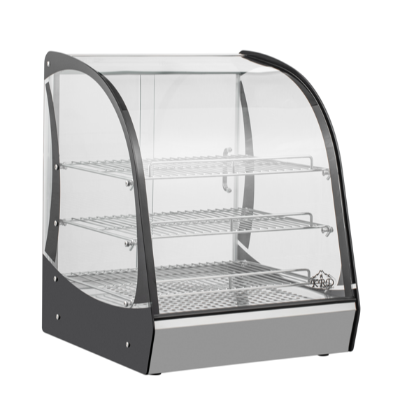 KRD Commercial Curved Front Display Warmer 95 Litres with 3 shelves Countertop 50cm
