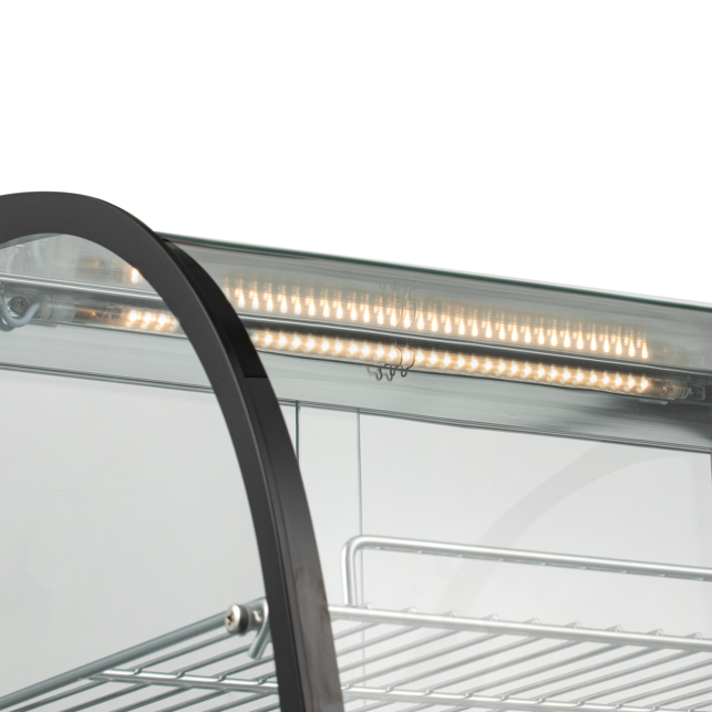 KRD Commercial Curved Front Display Warmer 95 Litres with 3 shelves Countertop 50cm