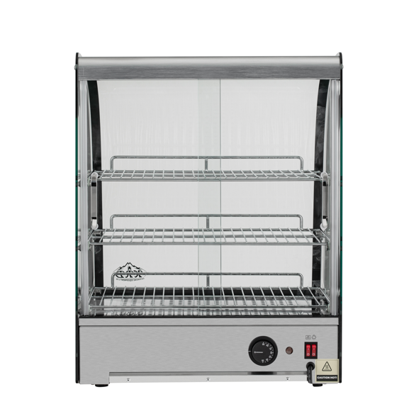 KRD Commercial Curved Front Display Warmer 95 Litres with 3 shelves Countertop 50cm