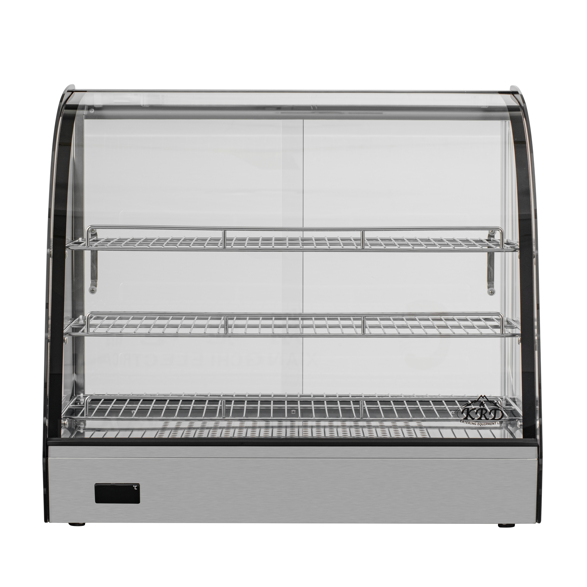KRD Commercial Curved Front Display Warmer 125 Litres with 3 shelves Countertop 70cm