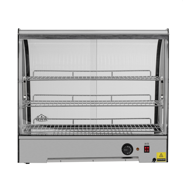 KRD Commercial Curved Front Display Warmer 125 Litres with 3 shelves Countertop 70cm