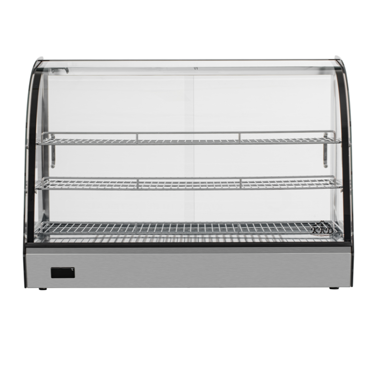 KRD Commercial Curved Front Display Warmer 165 Litres with 3 shelves Countertop 88cm