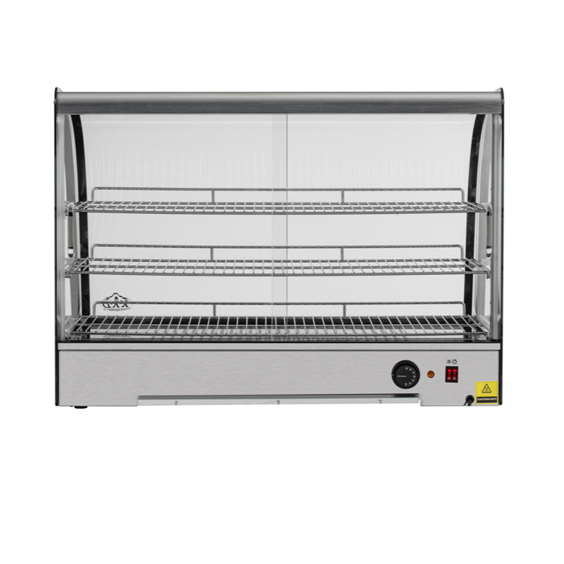 KRD Commercial Curved Front Display Warmer 165 Litres with 3 shelves Countertop 88cm