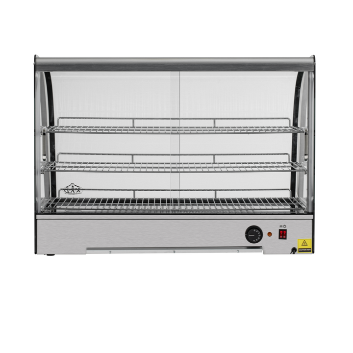 KRD Commercial Curved Front Display Warmer 165 Litres with 3 shelves Countertop 88cm