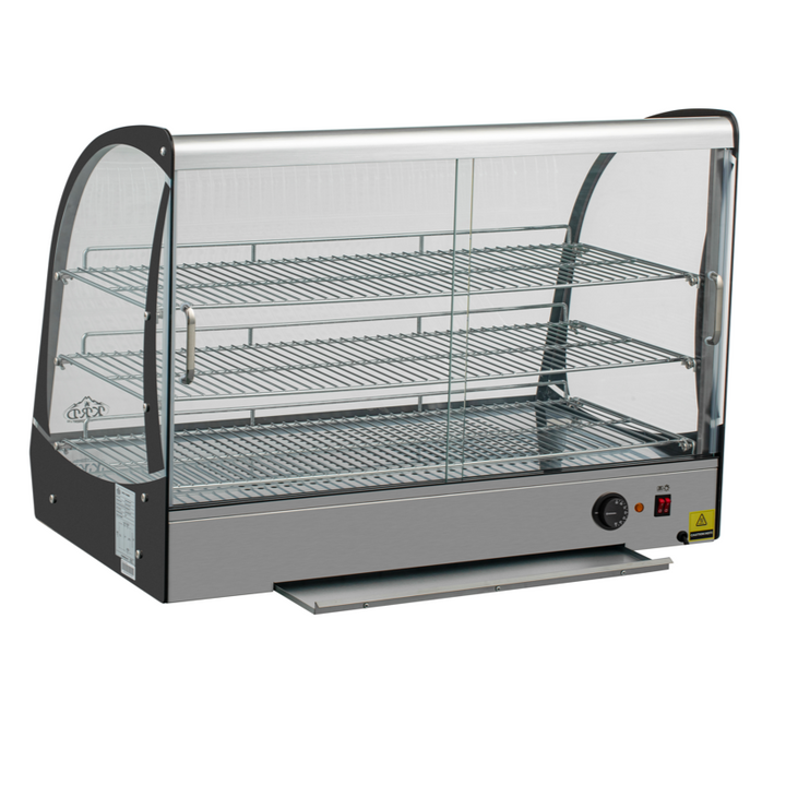 KRD Commercial Curved Front Display Warmer 165 Litres with 3 shelves Countertop 88cm