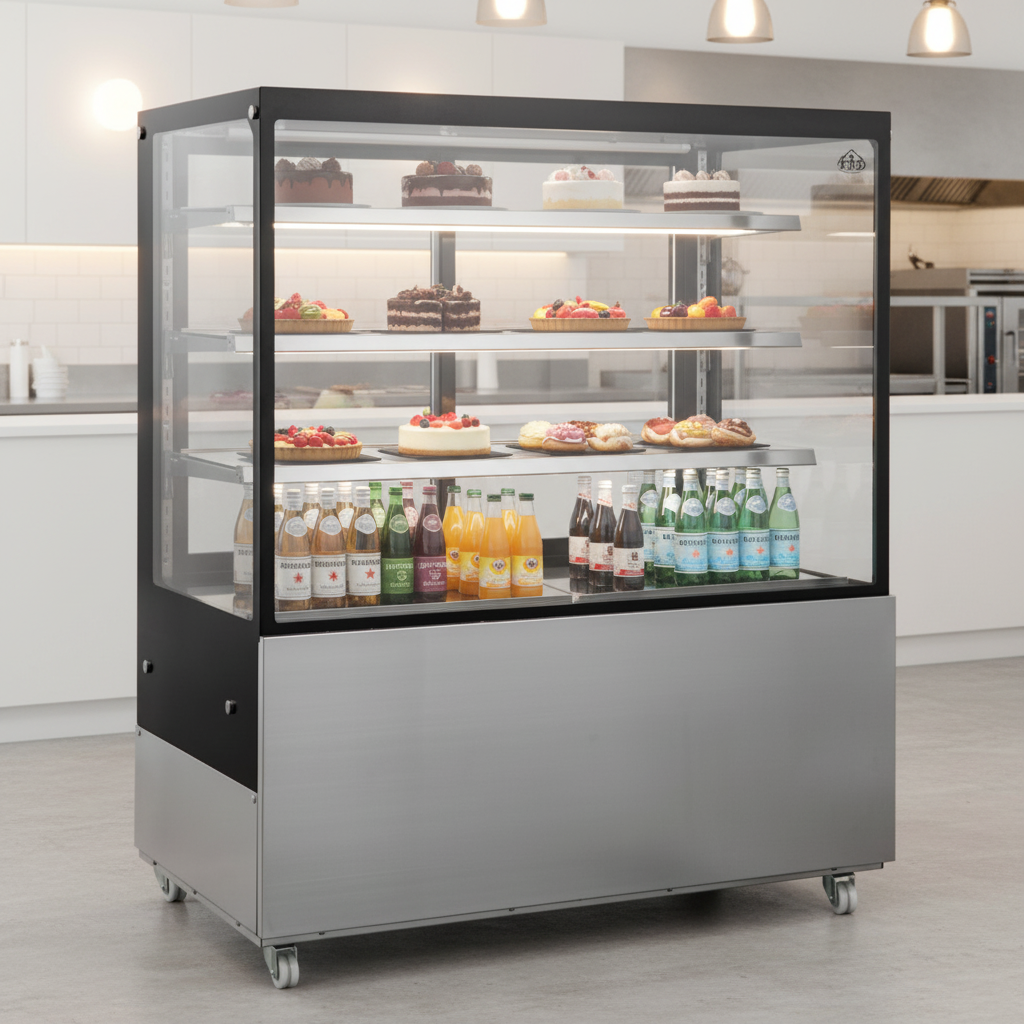 KRD Cake Counter 1500x675x1435mm 3 shelves Stainless steel base LED 1500mm