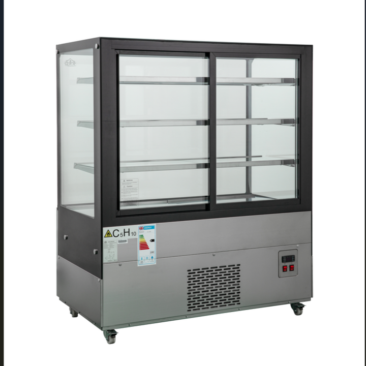 KRD Commercial Display Merchandiser Cake Fridge 550 litres 3 shelves Stainless Steel 1200mm