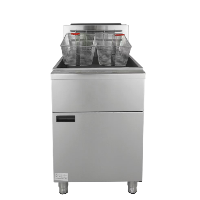 KRD Professional Free standing Fryer Natural gas Twin tank 2x 20 litres 45kW CGK2G2