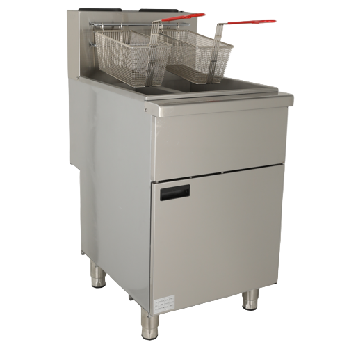 KRD Professional Free standing Fryer Natural gas Twin tank 2x 20 litres 45kW CGK2G2