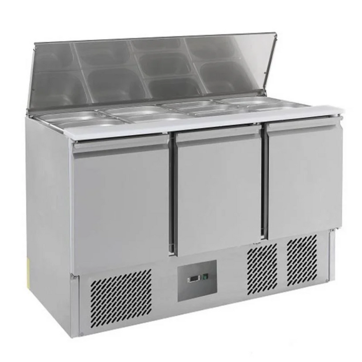 Refrigerated Prep Table 3 doors Sandwich Cutting Board Top 4xGN1/1 ECS903