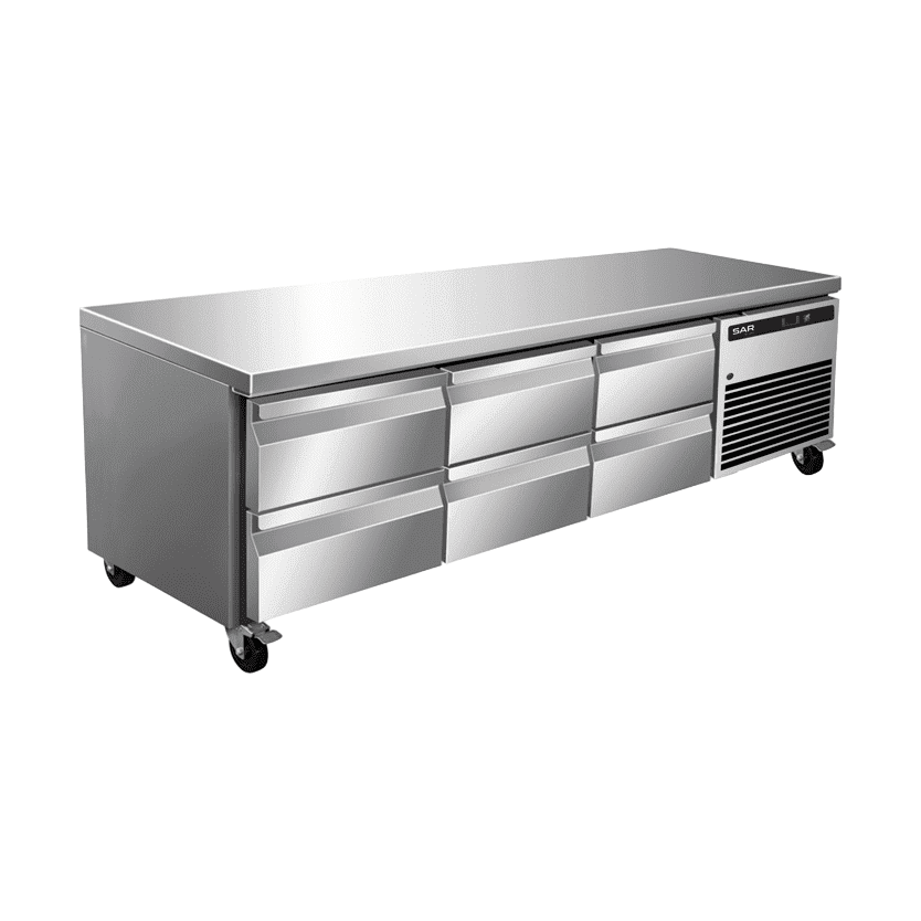 KRD Commercial Refrigerated Counter 6 drawers Depth 700mm 317 Litres GN3160TN stainless steel commercial catering equipment.