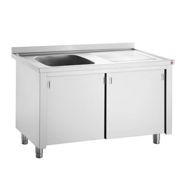 Sink with Cupboard Stainless steel 1 bowl Left Splashback Width 1400mm Depth 700mm ECSKC147BL1