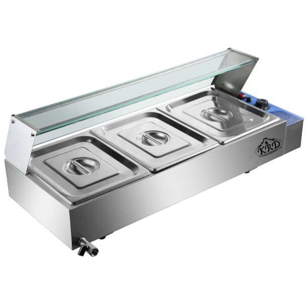 KRD Commercial Display Wet Bain Marie Countertop warmer 3xGN1/2 935mm