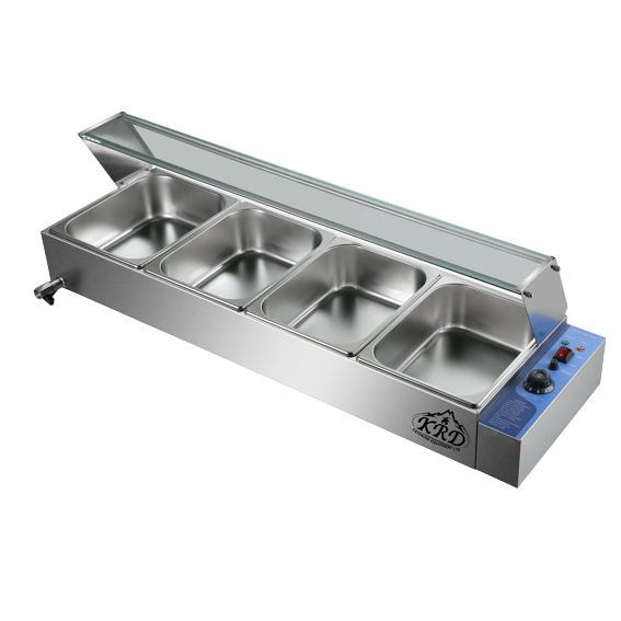 KRD Commercial Display Wet Bain Marie Countertop warmer 4xGN1/2 1205mm